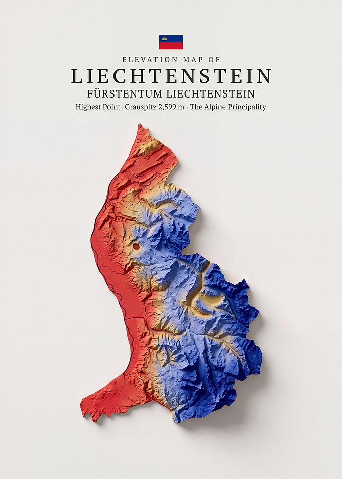 Elevation Map of Liechtenstein