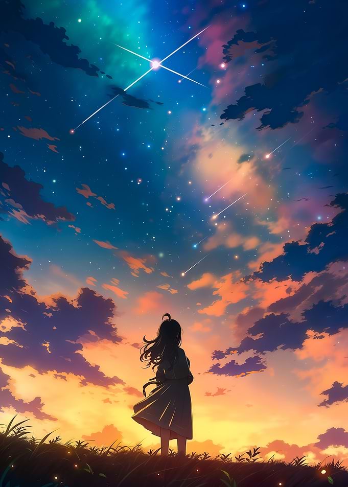Girl Watching Shooting Stars