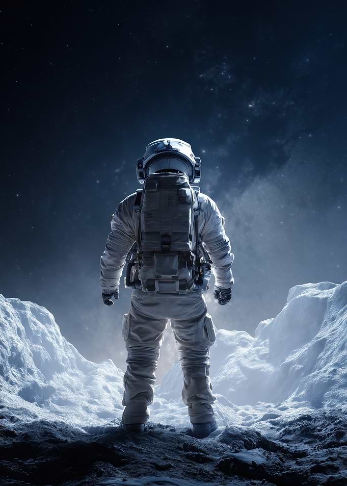 Astronaut on a Rocky Alien Planet