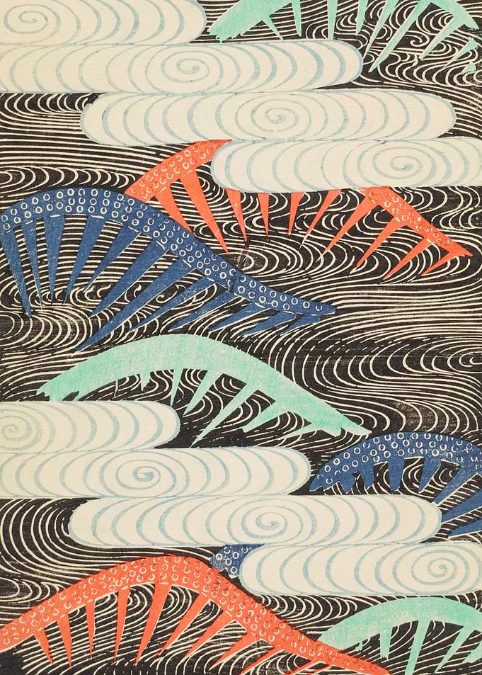 Japanese Wave and Cloud Pattern