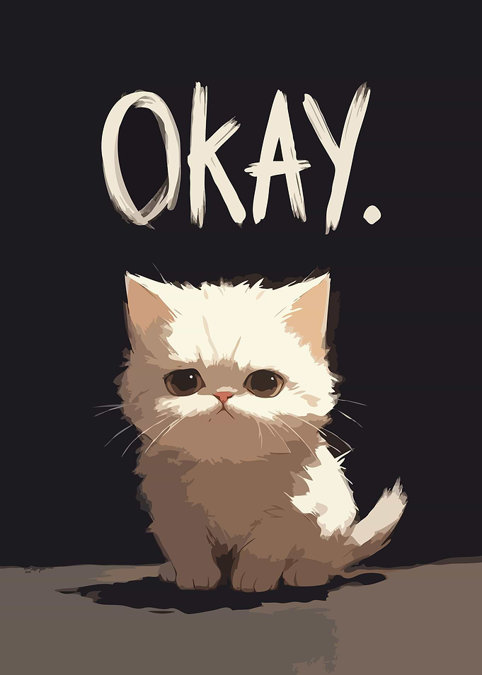Cute Kitten with 'Okay' Text v1