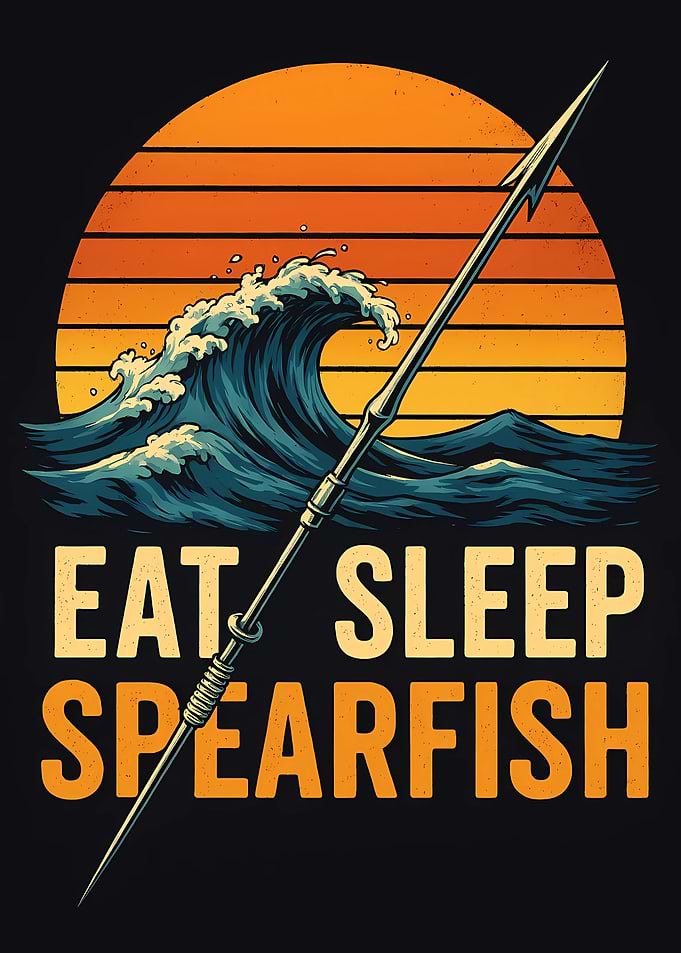 Eat Sleep Spearfishing Vintage Sunset