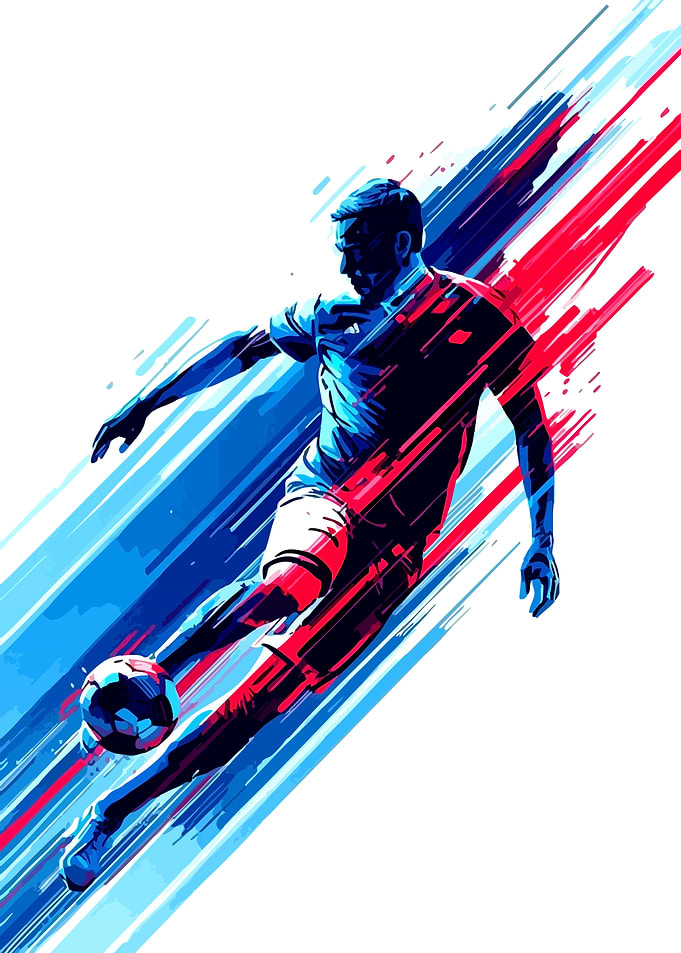 Soccer Player Kicking Ball Abstract Art