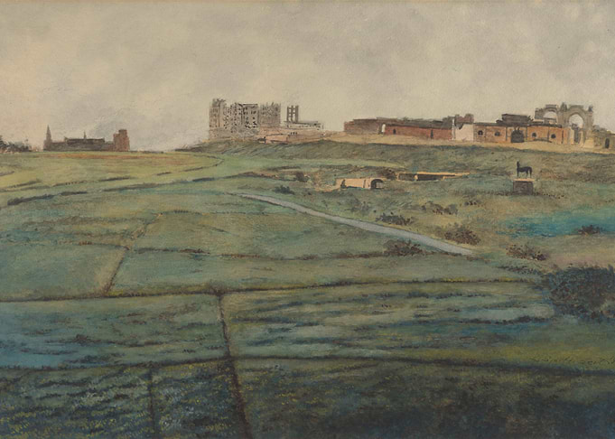 Pastel Landscape with Ancient Ruins