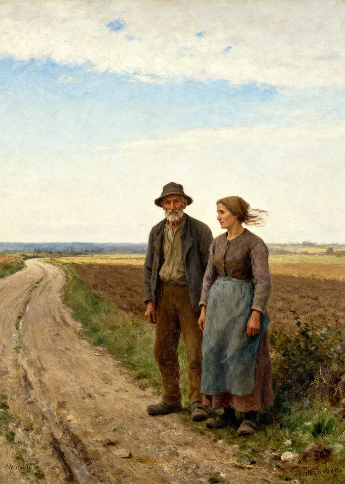 Elderly Couple on a Country Road