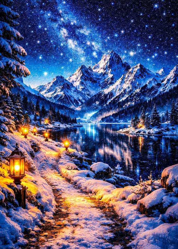 Enchanting Winter Night Landscape