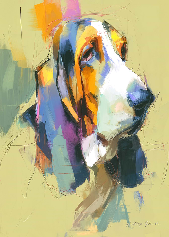 Abstract Basset Hound Portrait