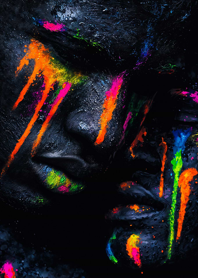 Neon Splatter Paint Gay Couple Portrait