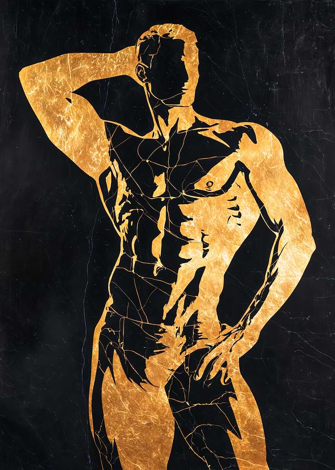 Gold Leaf Male Silhouette Art