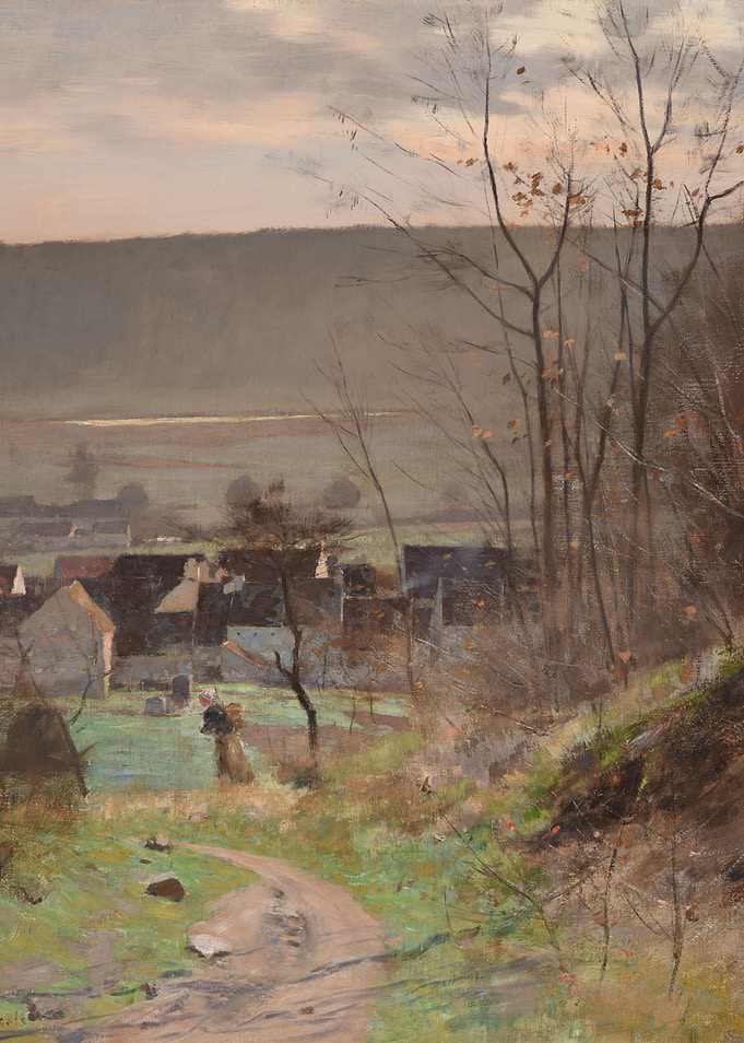 Rural Village Landscape in Autumn