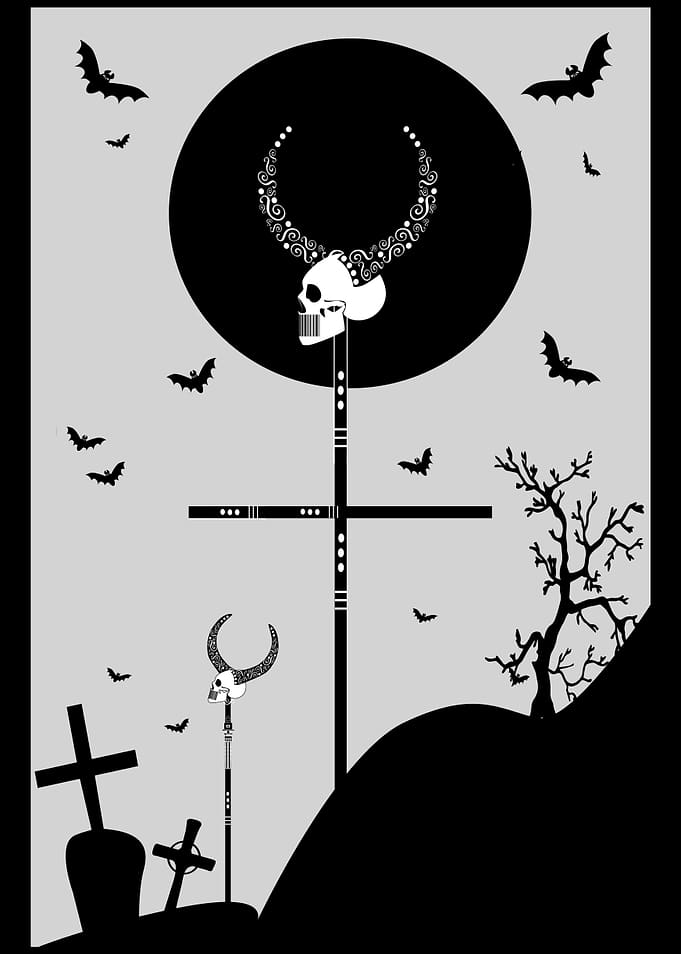 Gothic Halloween Cemetery Scene