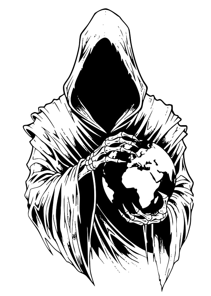 Grim Reaper Holding the Earth