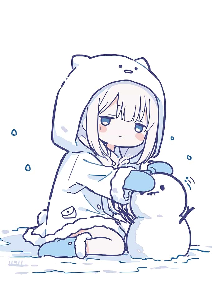 Girl Building a Snowman