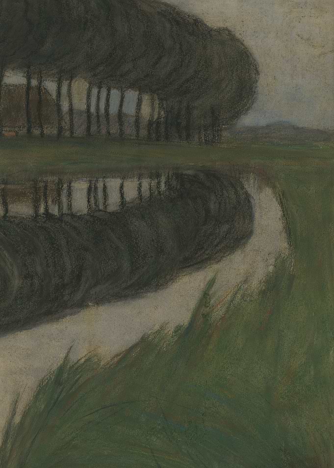 Pastel Landscape with Trees and Water