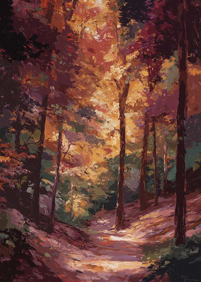Autumn Forest Path Painting