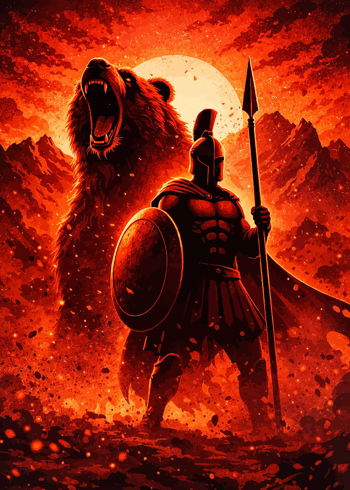 Spartan Warrior and Roaring Bear