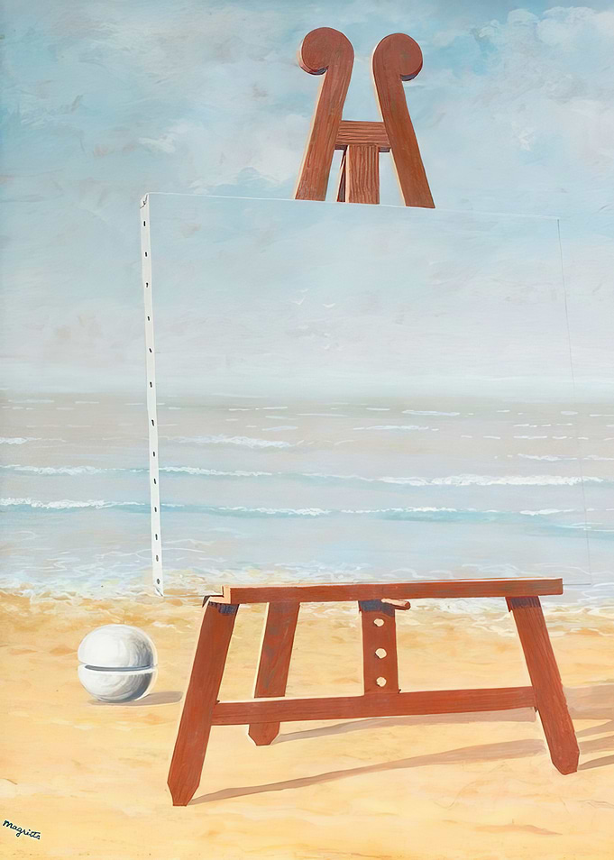 Easel on a Beach with a Sphere