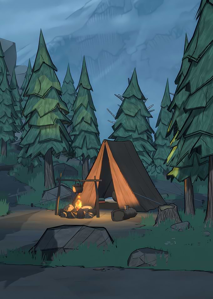 Forest Campsite at Dusk