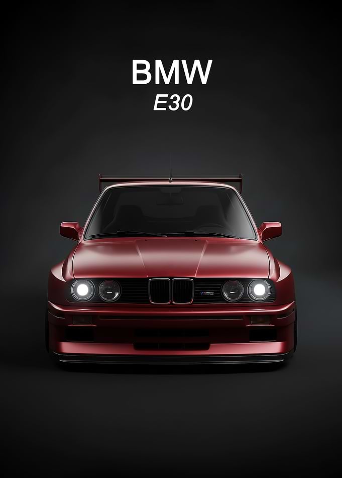 Red BMW E30 M3 sport poster