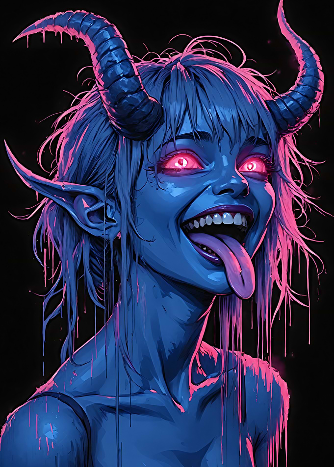 Blue Demon with Pink Accents