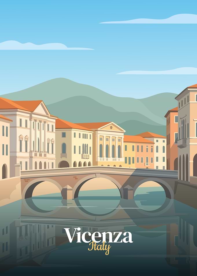 Vicenza Italy Canal Bridge