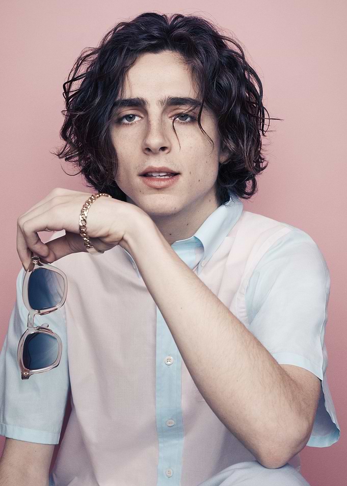 Timothée Chalamet holding sunglasses