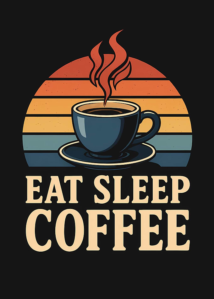 Eat Sleep Coffee Retro Sunset