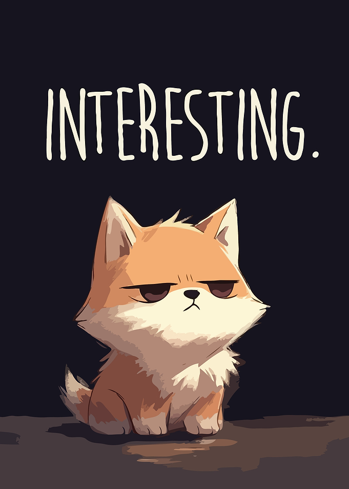 Cute Fox with 'Interesting' Text v1