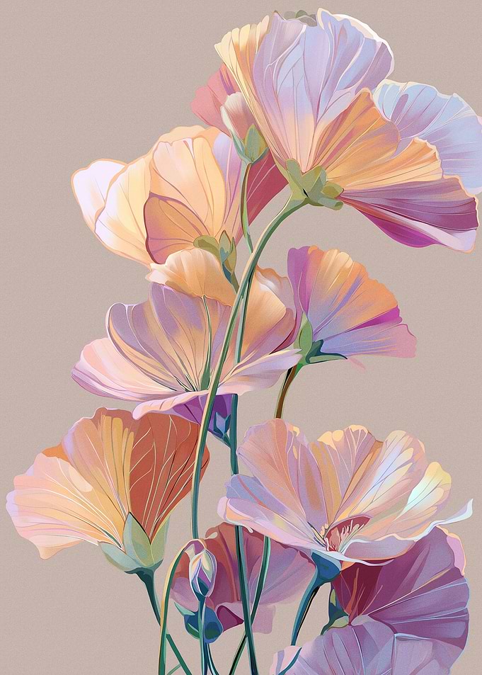 Delicate Floral Illustration with Soft Colors