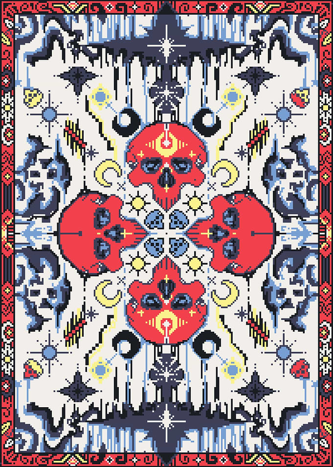 Pixel Art Skulls, Celestial Carpet