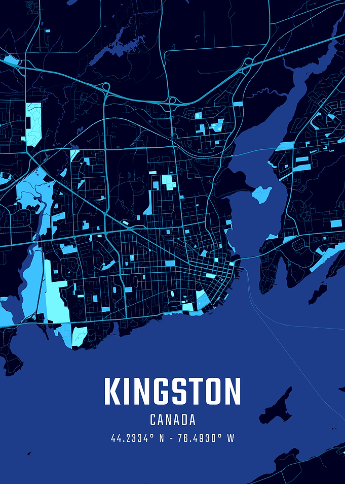Kingston Canada Midnight Cty Map