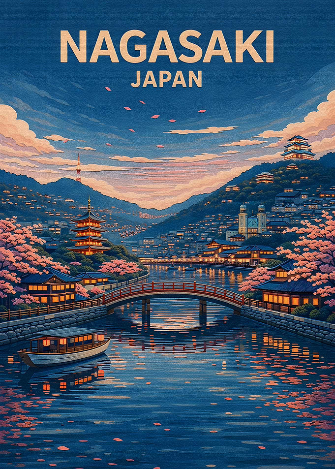 Nagasaki Japan Cherry Blossom River