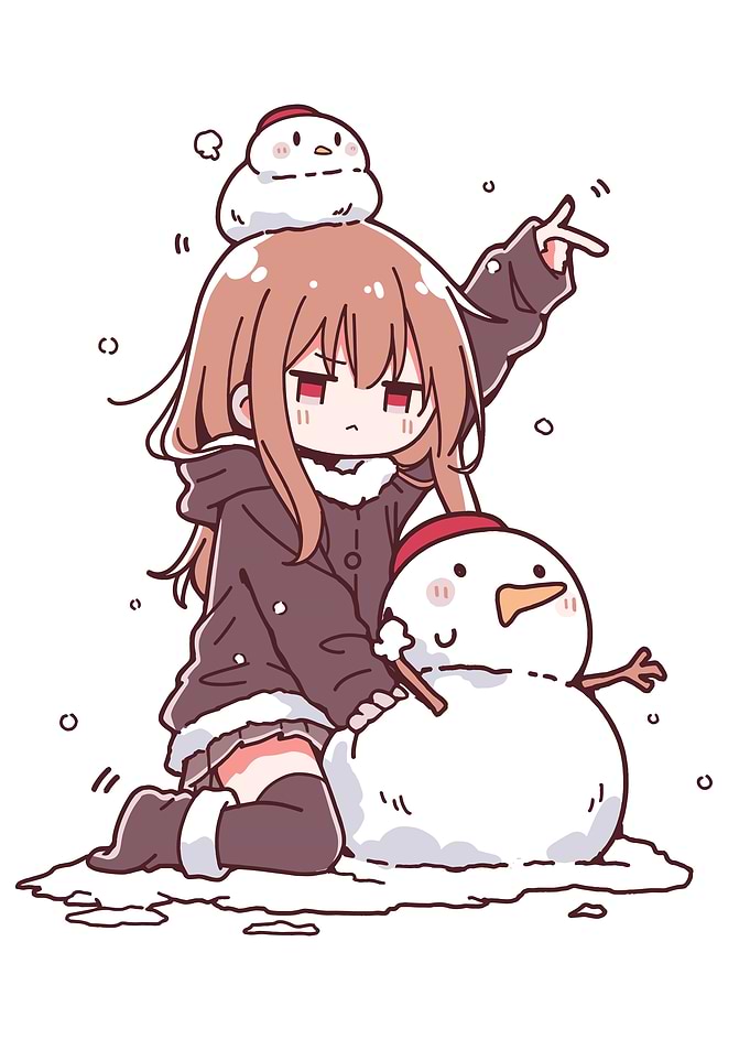 Girl Building a Snowman