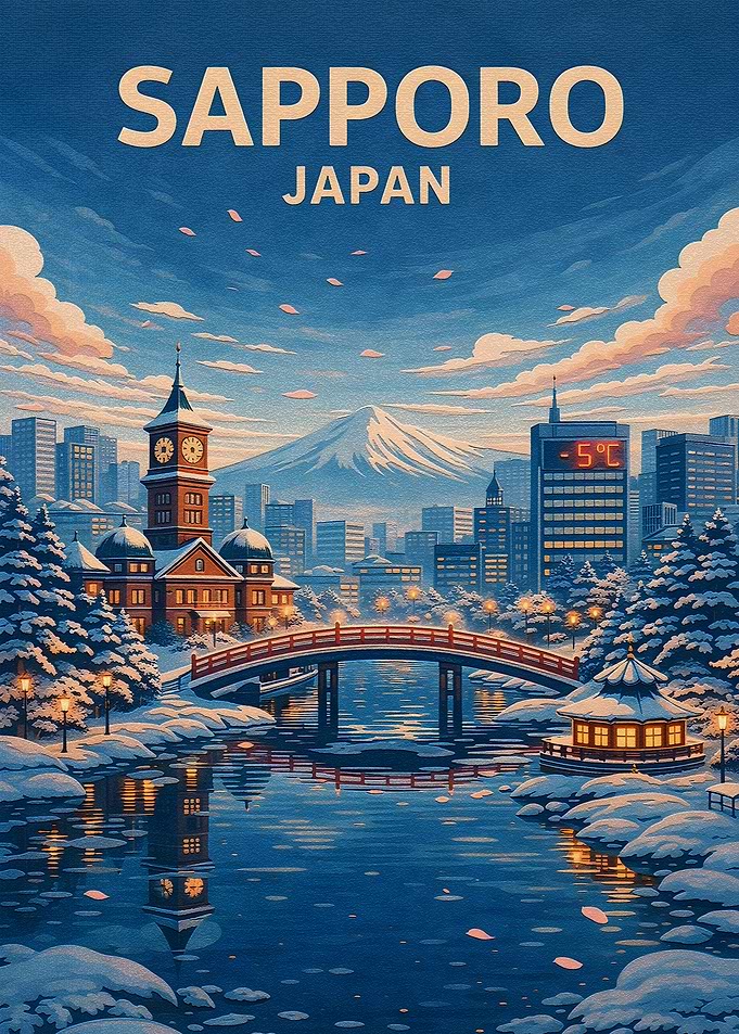 Sapporo Japan Winter Cityscape
