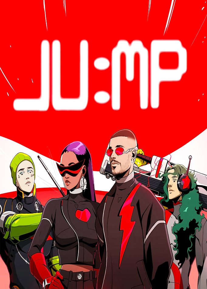 JUMP characters with logo