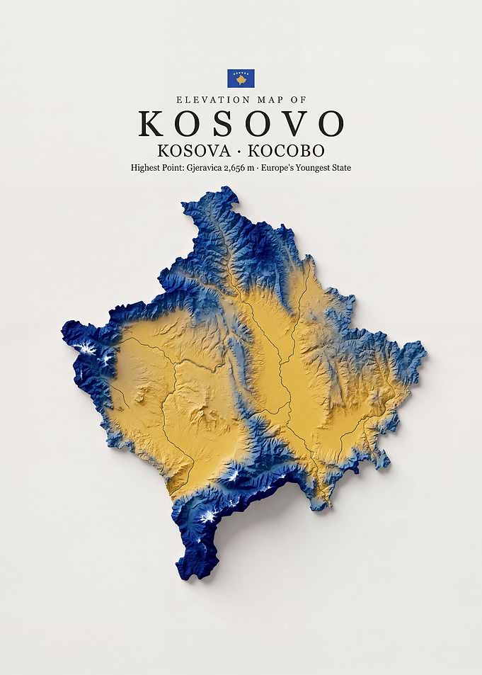 Elevation Map of Kosovo