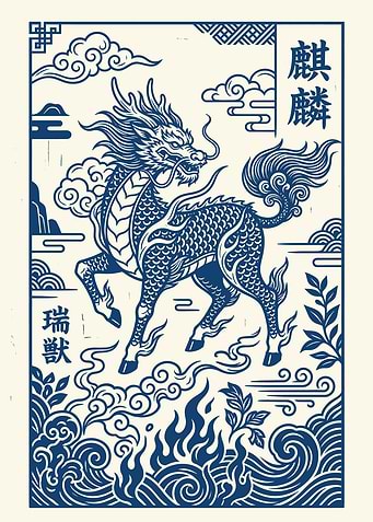 Chinese Kylin and Clouds