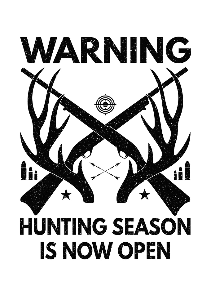 Rustic cabin wall art - 'Warning: Hunting Season Is Now Open' funny deer hunting lodge poster