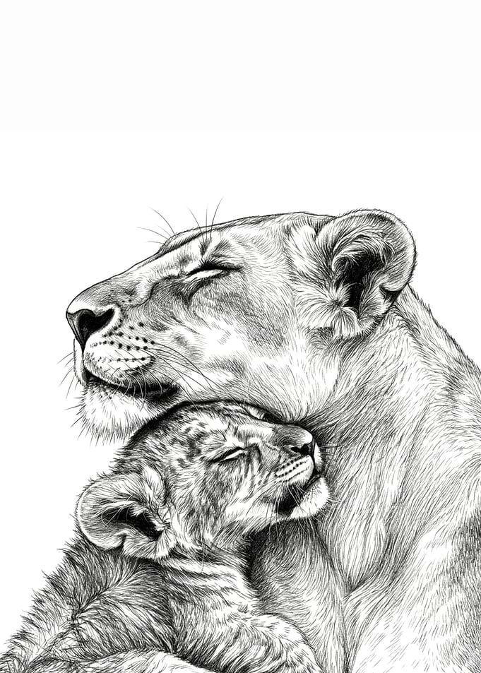Mother and Baby Lion Nursery Poster – Minimalist Baby Room Wall Art