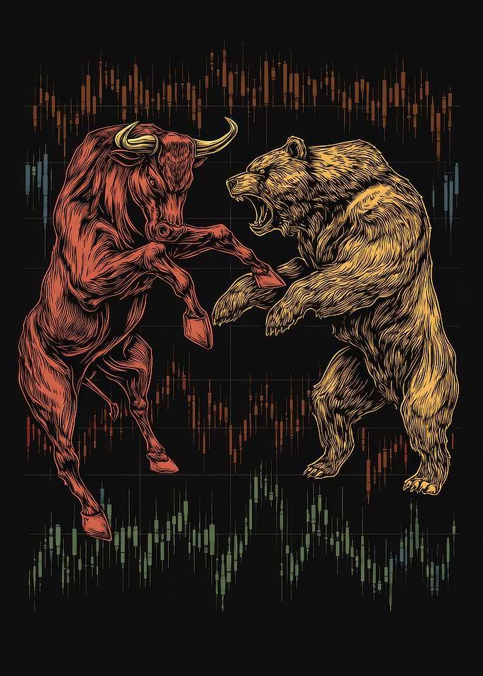 Bull vs Bear Stock Market Art