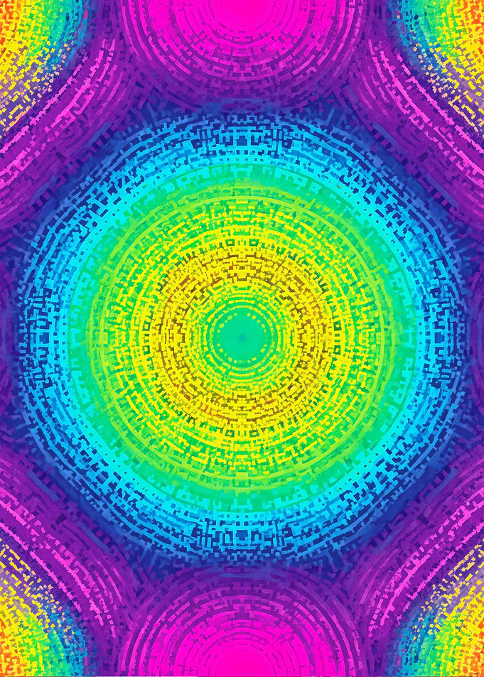 Psychedelic Rainbow Mandala Pattern