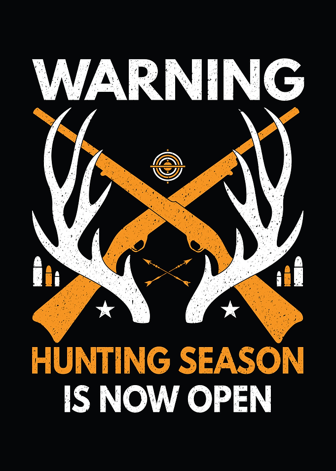 Funny hunting wall art - 'Warning: Hunting Season Is Now Open' rustic cabin poster for hunters