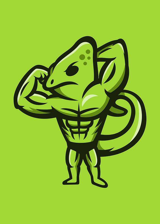Muscular Green Chameleon Posing