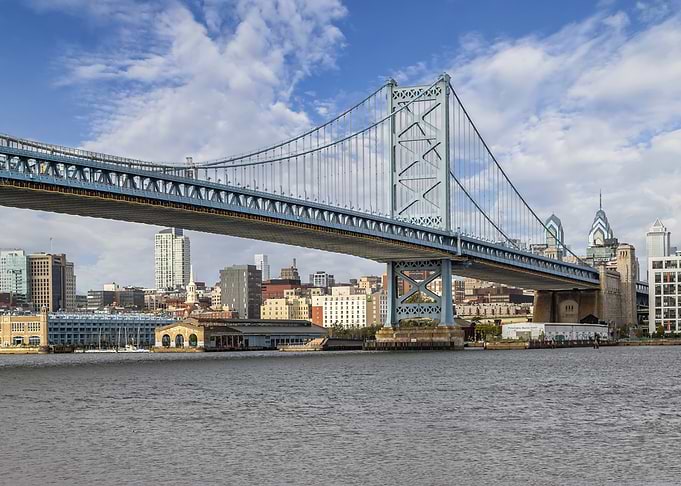 Philadelphia Skyline and Benjamin Franklin Bridge