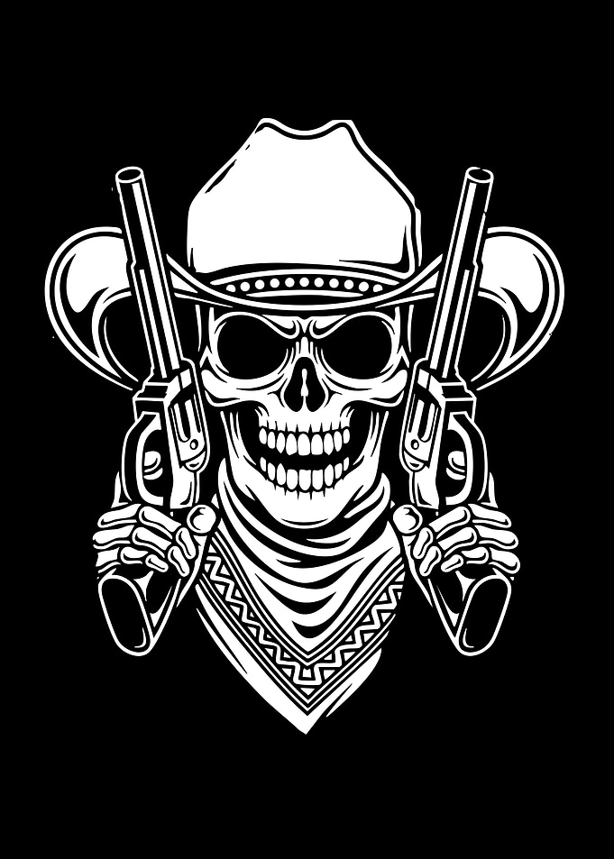 Cowboy Skull with Guns