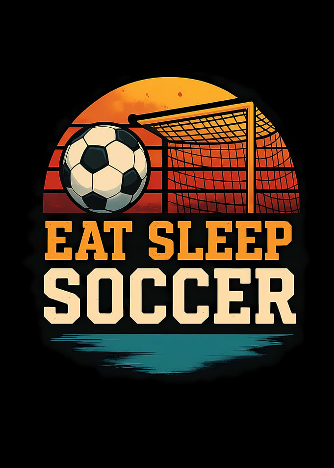 Eat Sleep Soccer Retro Sunset