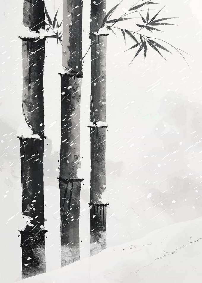Bamboo in Snow
