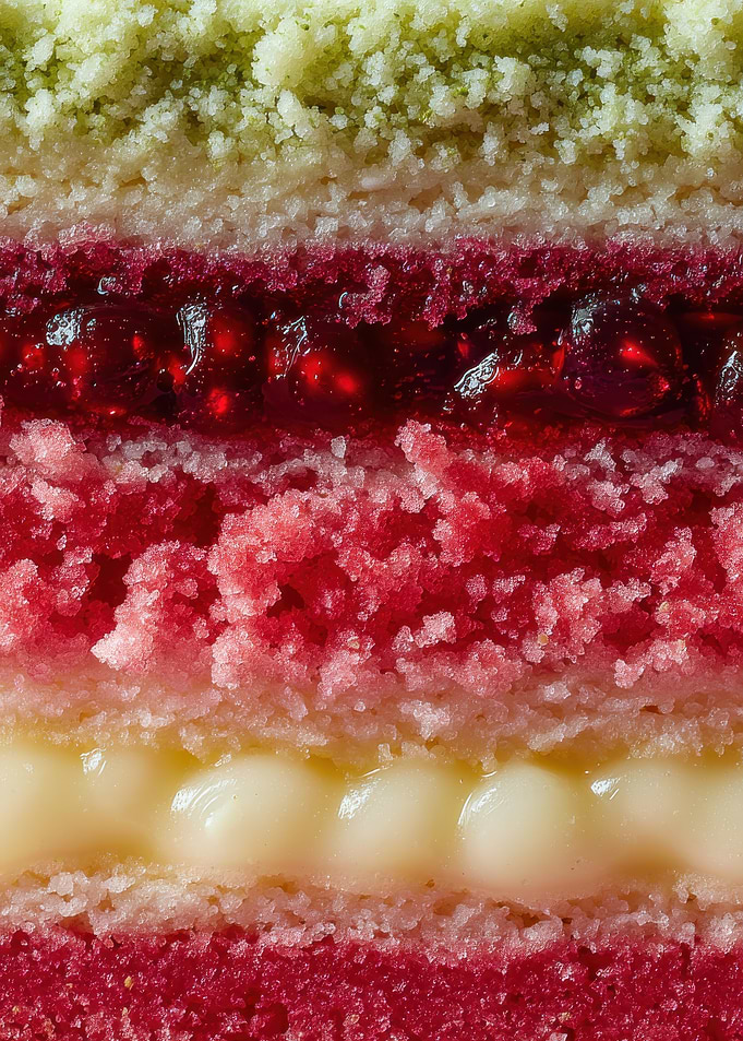 Layered Cake Slice with Fruit Filling