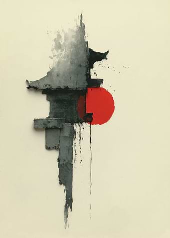 Abstract Red and Gray Composition