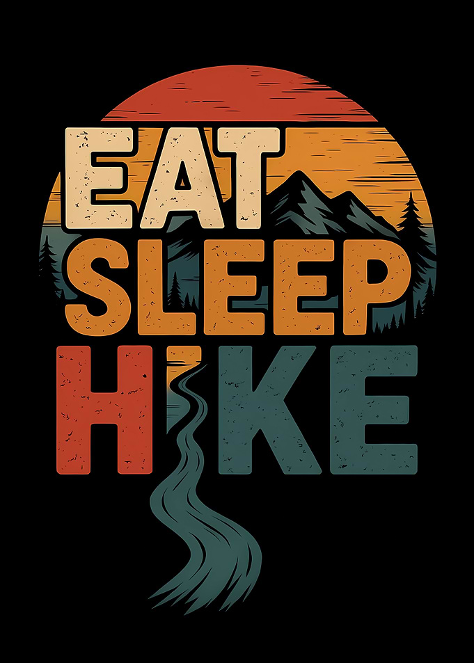Eat Sleep Hike Retro Sunset